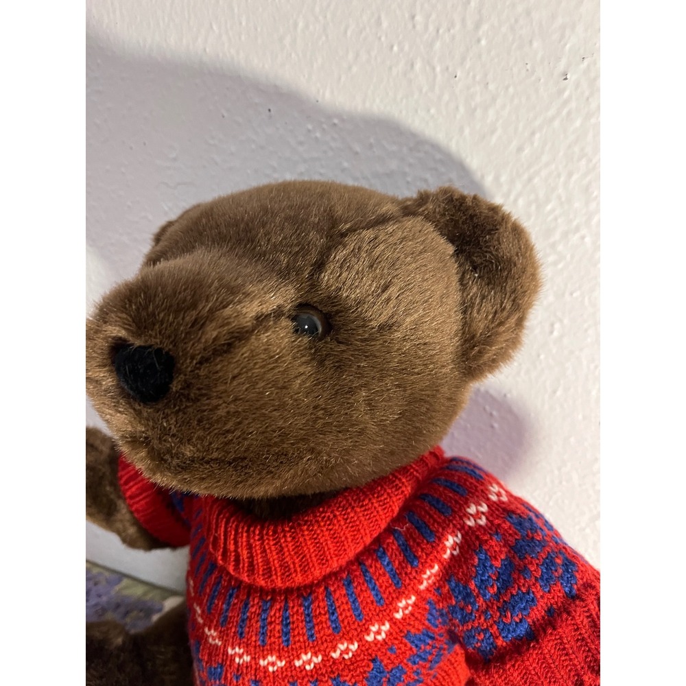 Polo Ralph Lauren Teddy Bear Red Fair Isle Snowflake Sweater Plush 15 Inch - Picture 7 of 8
